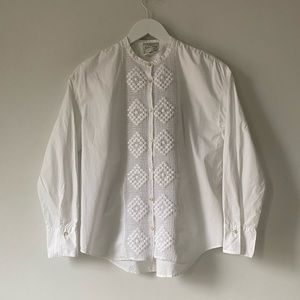 FORTE FORTE White Poplin Crochet Shirt M